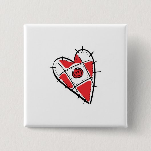 Badge Carré 5 Cm cœur de pelote d'épingles (Devant)