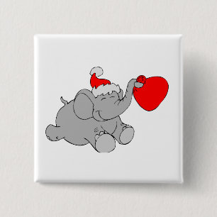Badge Carré 5 Cm Coeur d'éléphant de Noël
