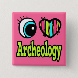 Badge Carré 5 Cm Coeur des yeux lumineux J'aime l'archéologie
