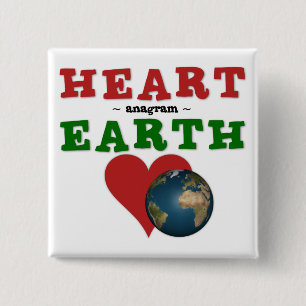 Badge Carré 5 Cm Cœur est anagramme de Terre