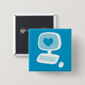 Badge Carré 5 Cm Coeur informatique (Devant & derrière)