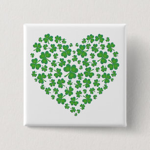 Badge Carré 5 Cm Coeur irlandais chanceux de shamrock