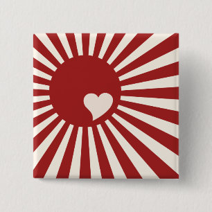 Badge Carré 5 Cm Coeur japonais