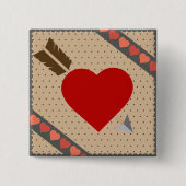 Badge Carré 5 Cm Coeur mignon avec flèche Romantique Valentines Mot (Devant)