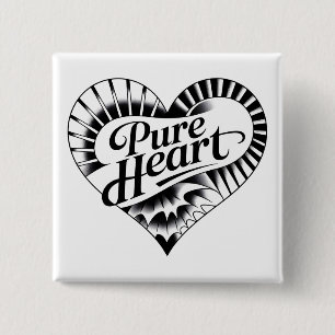 Badge Carré 5 Cm Cœur « Pur » de style tatouage vintage