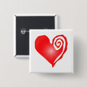 Badge Carré 5 Cm Coeur tourbillonnant en noir ou blanc (Devant & derrière)