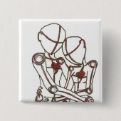 Badge Carré 5 Cm coeurs (Devant)