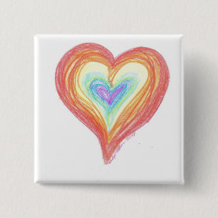 Badge Carré 5 Cm Cœurs Arc-en-Ciel