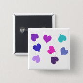 Badge Carré 5 Cm Coeurs colorés mignons (Devant & derrière)