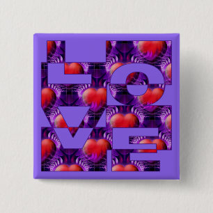 Badge Carré 5 Cm COEURS D'AMOUR lila