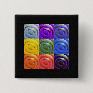 Badge Carré 5 Cm Coeurs d'arc-en-ciel de l'amour