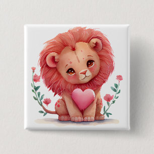 Badge Carré 5 Cm Coeurs ludiques - Enfants Saint-Valentin