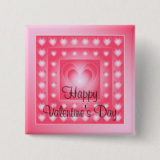 Badge Carré 5 Cm Coeurs mignons de rose et blancs