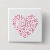 Badge Carré 5 Cm Cœurs Pleins de Cœurs Amour Rose (Devant)
