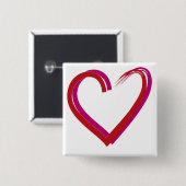 Badge Carré 5 Cm Coeurs rouges cool (Devant & derrière)
