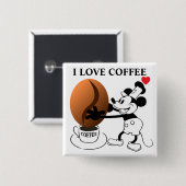 Badge Carré 5 Cm Coffee Bean Button (Devant & derrière)