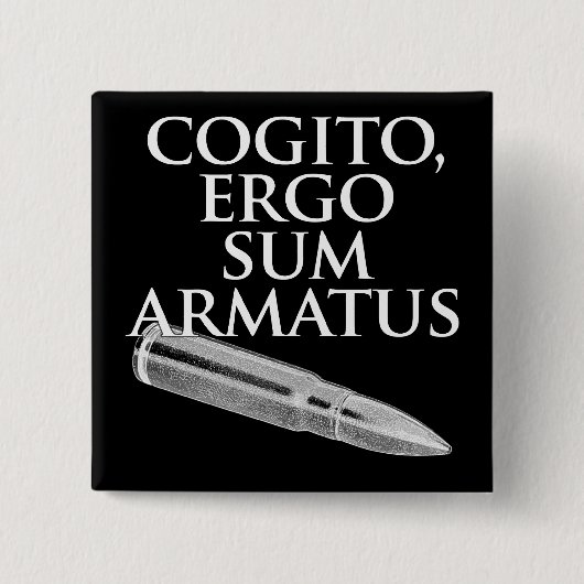 Badge Carré 5 Cm Cogito, donc somme Armatus (Devant)