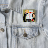 Badge Carré 5 Cm Coiffeur de bouton (En situation)