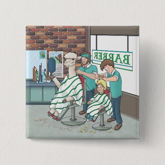 Badge Carré 5 Cm Coiffure d'Alpaca (Devant)