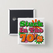 Badge Carré 5 Cm Coincé dans les années 70 (Devant & derrière)