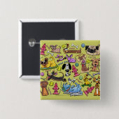 Badge Carré 5 Cm Collage à thème de chien (Devant & derrière)