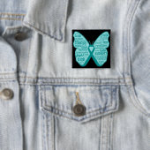 Badge Carré 5 Cm Collage de papillon de Cancer ovarien des mots (En situation)