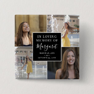 Badge Carré 5 Cm Collage de photos commémoratives en mémoire d'amou