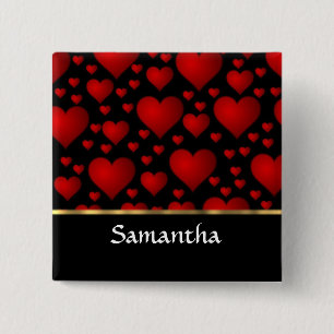 Badge Carré 5 Cm Collage du coeur rouge personnalisé