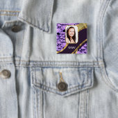 Badge Carré 5 Cm Collage du crâne pourpre (En situation)