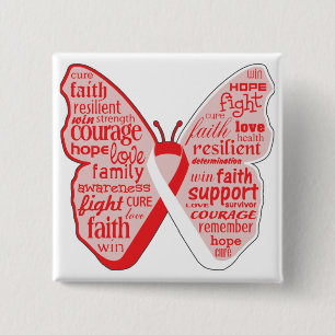 Badge Carré 5 Cm Collage oral de papillon de Cancer des mots