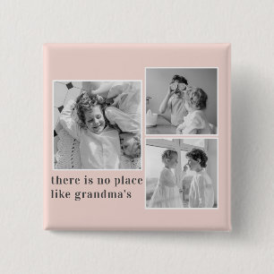 Badge Carré 5 Cm Collage Photo Pastel Pink Meilleur grand-mère Pois