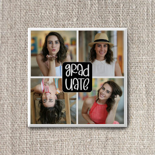 Badge Carré 5 Cm Collage photo personnalisé de remise de diplôme mo