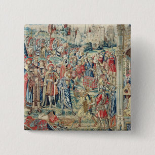 Badge Carré 5 Cm Collecte du butin, de la tapisserie de David et du