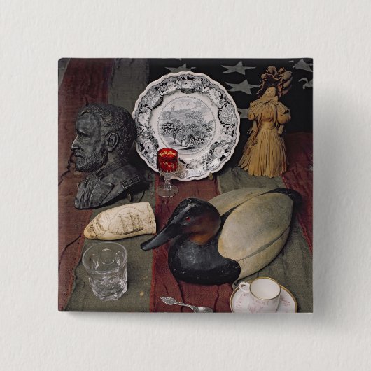 Badge Carré 5 Cm Collection d'objets, y compris une tasse (Devant)