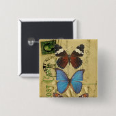 Badge Carré 5 Cm Collection papillon (Devant & derrière)