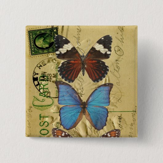 Badge Carré 5 Cm Collection papillon (Devant)