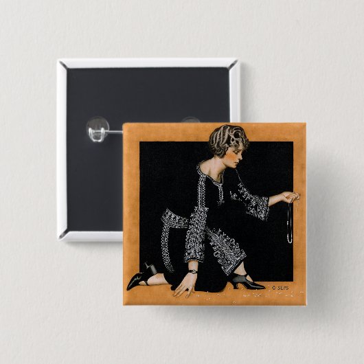 Badge Carré 5 Cm Collier de perle cassé (Devant & derrière)