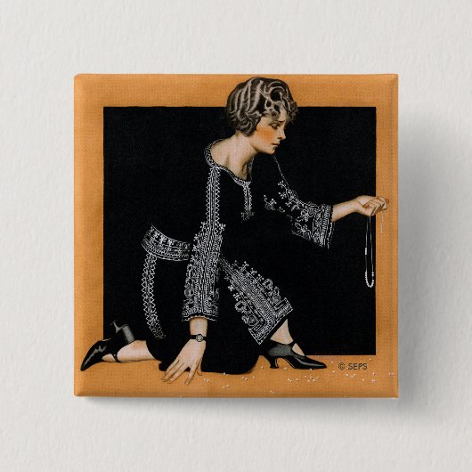 Badge Carré 5 Cm Collier de perle cassé (Devant)