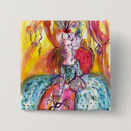 BADGE CARRÉ 5 CM COLOMBINA / MASQUÉRADE VÉNÉTIENNE MASQUÉE MASQUÉE  (Devant)