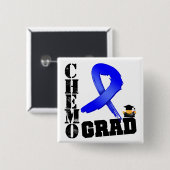 Badge Carré 5 Cm Colon Cancer Chemo Grad (Devant & derrière)