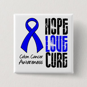 Badge Carré 5 Cm Colon Cancer Hope Love Cure Ribbon