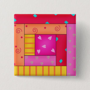 Badge Carré 5 Cm Coloré Patchwork Quilt Log Cabine Bloc Pièces d'ar