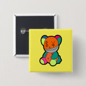Badge Carré 5 Cm Colorful bear (Devant & derrière)