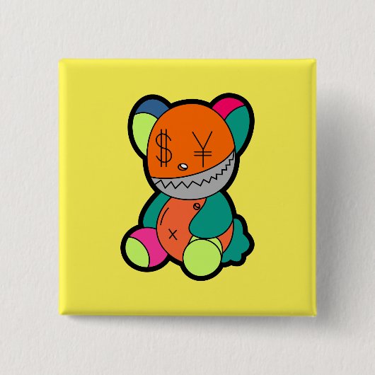 Badge Carré 5 Cm Colorful bear (Devant)