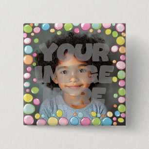Badge Carré 5 Cm Colorful Fun Pastel Bubble Frame Bordure pour Phot