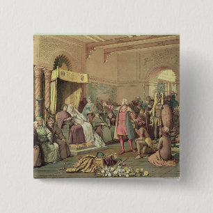 Badge Carré 5 Cm Columbus à la cour royale de l'Espagne à Barcelo