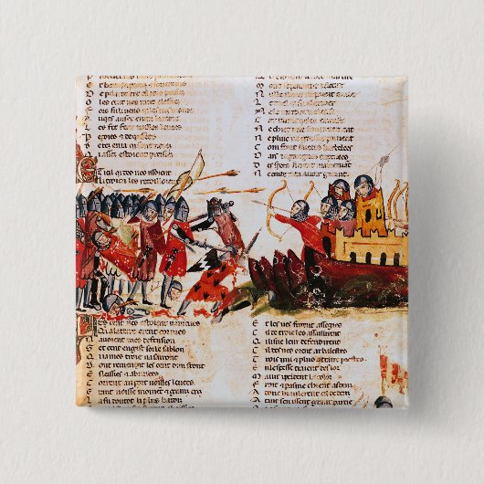 Badge Carré 5 Cm Combat de chevaliers (Devant)