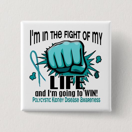 Badge Carré 5 Cm Combat de ma vie 2 PKD (Devant)