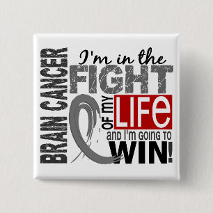 Badge Carré 5 Cm Combat de mon cancer du cerveau de la vie