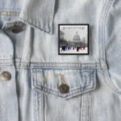 Badge Carré 5 Cm Combat de snowball bipartisan (En situation)